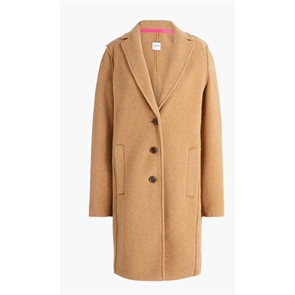 J Crew Factory Women's Boiled Wool-Blend Camel Longline Topcoat Size 20